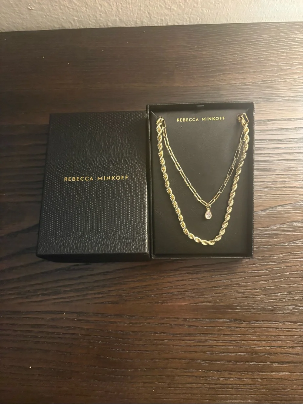 NEW Rebecca Minkoff gold necklace set